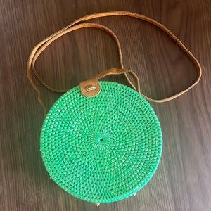 Woven Purse / Green and Palm